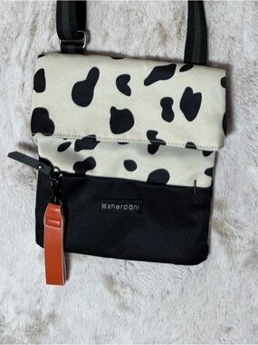 Sherpani Pica Nylon Crossbody Bag, Cow Hide Print EUC